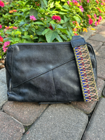 Gigi Crossbody with Woven Wrist Strap in Black