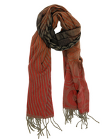 Scarlet Circles and Stripes Fringe Scarf