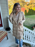 The Kenzie Coat in Beige Ivory Plaid