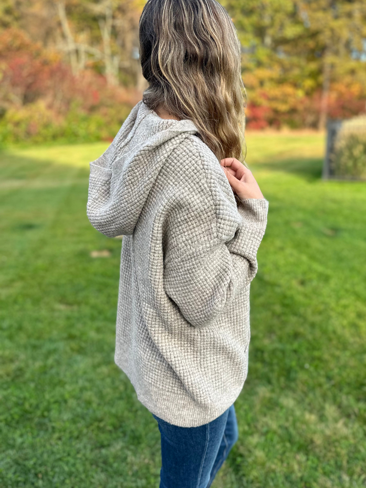 Waffle Sweater Hoodie in Mocha