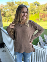 Textured Pullover Top in Brown