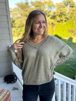 Drop Shoulder Knit Top in Olive