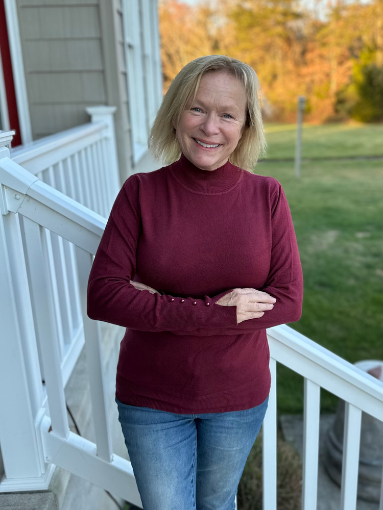 Long Sleeve Turtle Neck Top in Burgundy