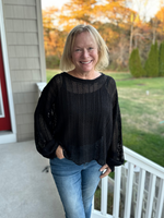 Long Sleeve Cutout Sweater in Black