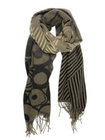 Black Circles and Stripes Fringe Scarf