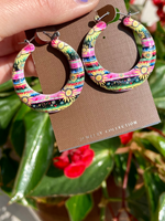 Sunflower Stripe Hoop Earrings