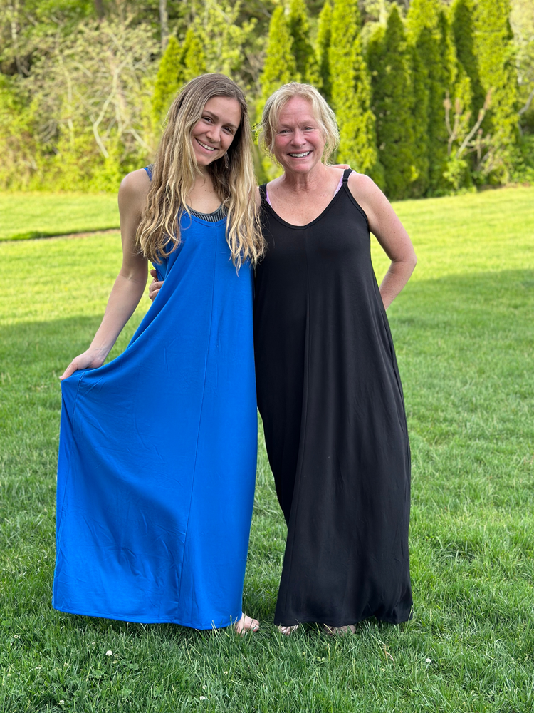 Cami Maxi Dress with Side Pockets in Blue