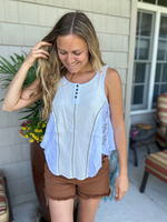 Sleeveless Embroidered Leaf Top in Off White