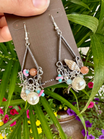 Silver Multi Shells & Charms Earrings