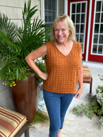 Textured Sweater Tank in Camel