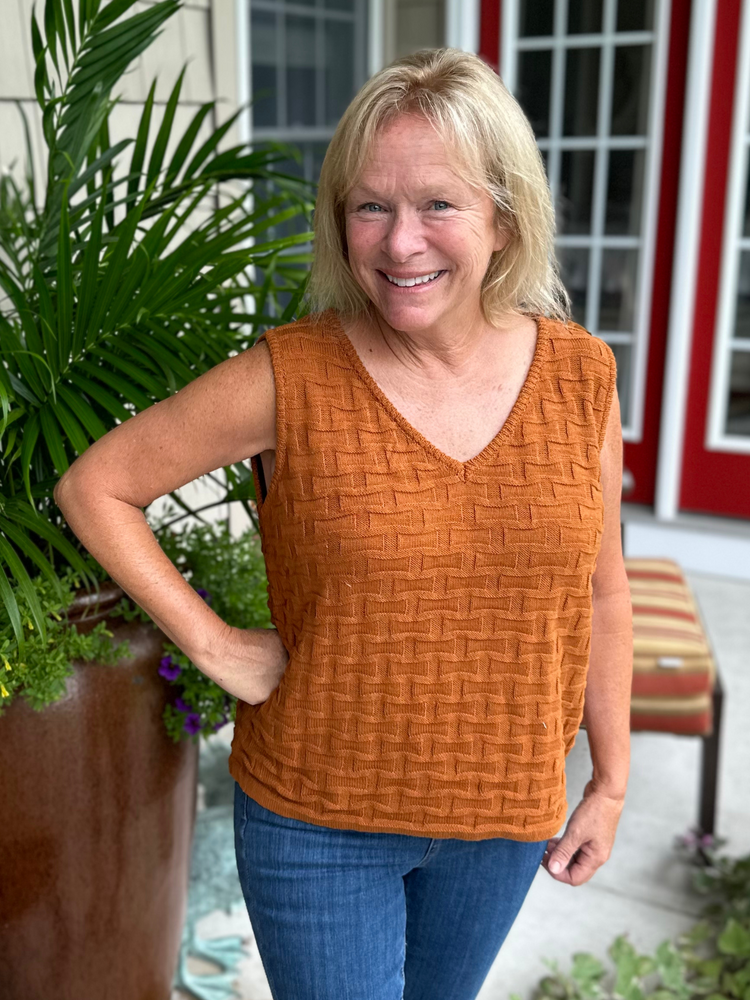 Textured Sweater Tank in Camel