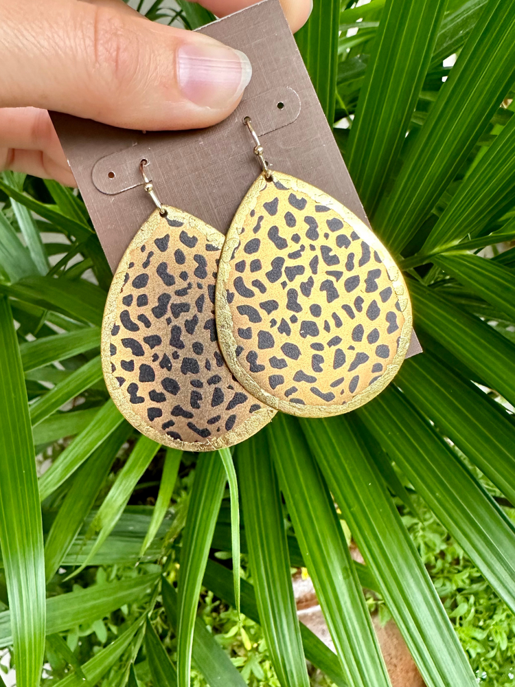 Gold Edge Leopard Print Earrings