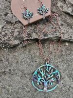 Circle Patina Tree of Life Necklace Set