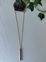 Gold Cobalt Blue Bar Necklace Set