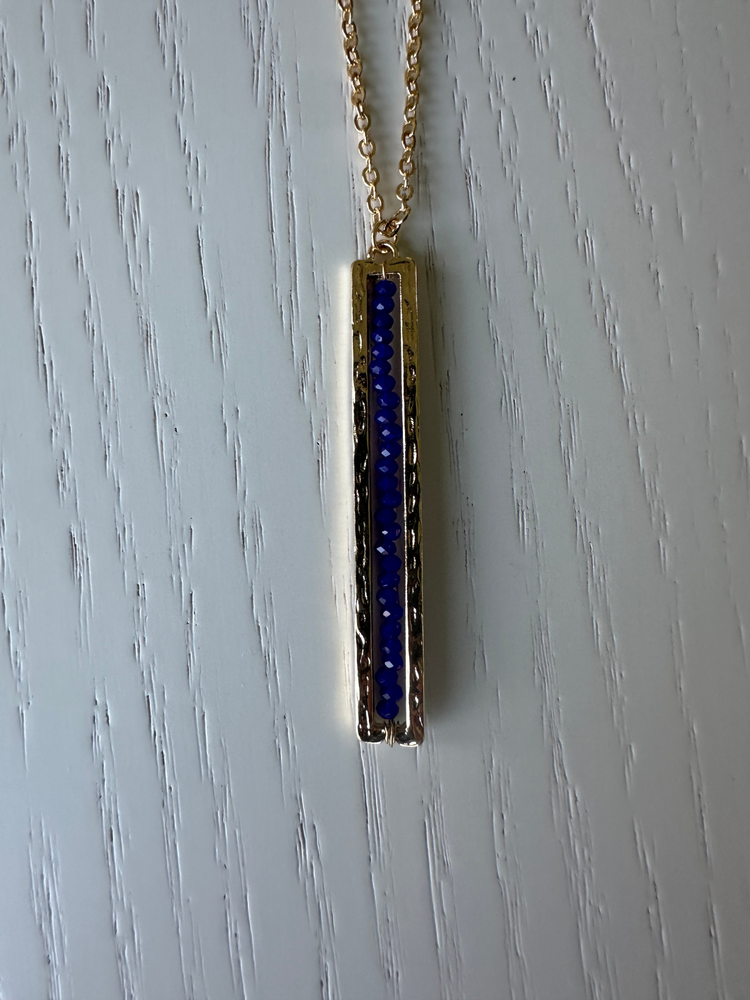 Gold Cobalt Blue Bar Necklace Set