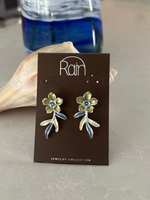 Green Flower Branch Earrings