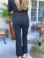 Super Stretch High Waist Flare Pants in Washed Black