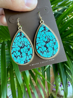 Cracked Teal Teardrop Earrings