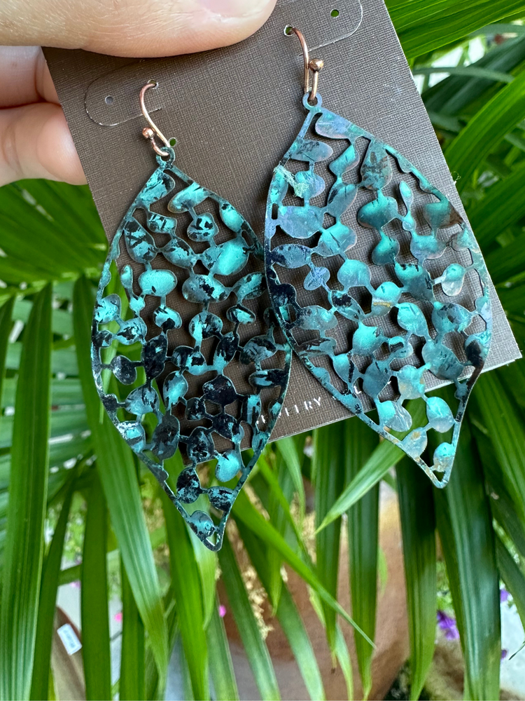 Patina Cutout Leaf Earrings