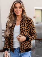 Flower Bomber Jacket in Mustard