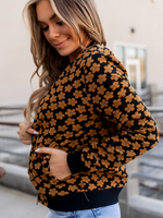 Flower Bomber Jacket in Mustard