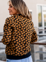 Flower Bomber Jacket in Mustard