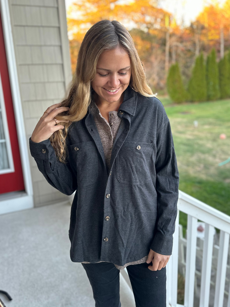 Collared Button Down Long Sleeve Shacket