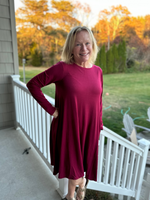 Cabernet Long Sleeve Flare Dress with Pockets