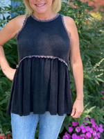 Black Tank with Zipper Racerback - Wild Magnolia