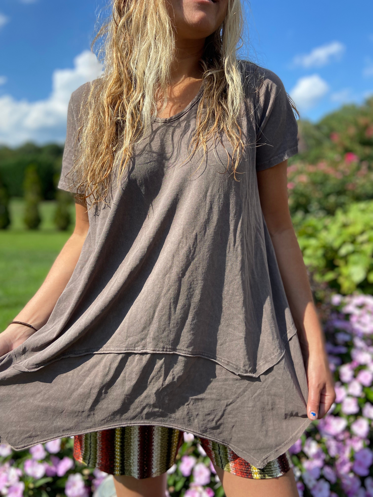 Mineral Wash Top in Taupe - Wild Magnolia